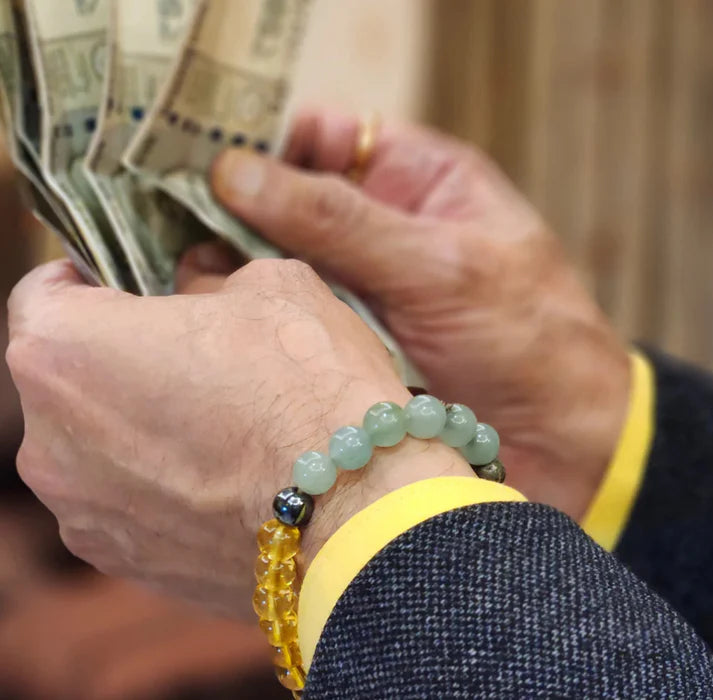 Original Certified Money Magnet Bracelet for Wealth - Natural Pyrite & Citrine Stones