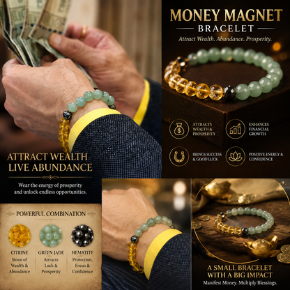 Original Certified Money Magnet Bracelet for Wealth - Natural Pyrite & Citrine Stones